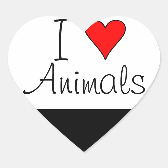 Adesivo Coração Eu coração animais (Frente)