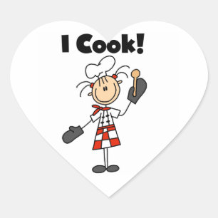 Adesivo Coração Eu Cozinho - Chef Feminina