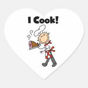 Adesivo Coração Eu Cozinho - Chef Masculino