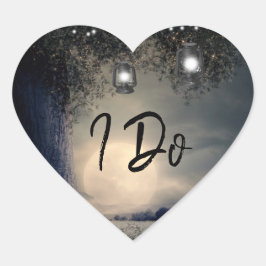 Adesivo Coração Eu deixo Lanternas em Casamento à Lua das Árvores