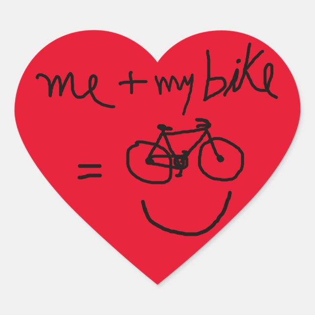 Adesivo Coração eu e minha bicicleta = felicidade (Frente)