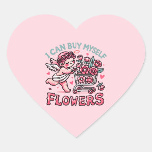 Adesivo Coração eu posso me comprar flores de um anjo-cupido flora