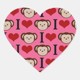 Adesivo Coração Eu rosa do macaco do coração mim amo namorados d