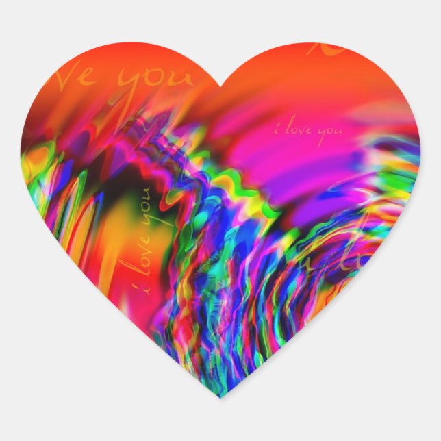Adesivo Coração "Eu te amo" design abstrato (Frente)