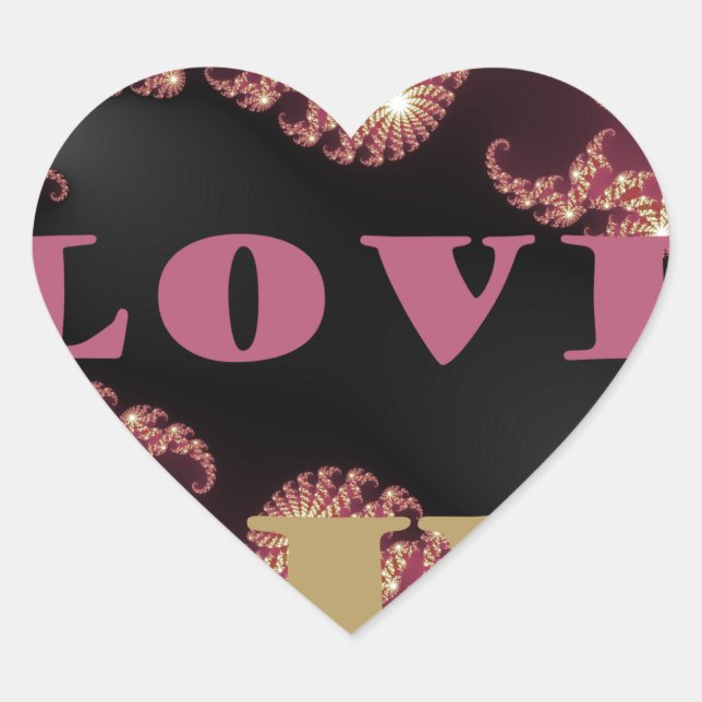 Adesivo Coração Eu Te Amo Design de Padrão de Constelação Cósmica (Frente)