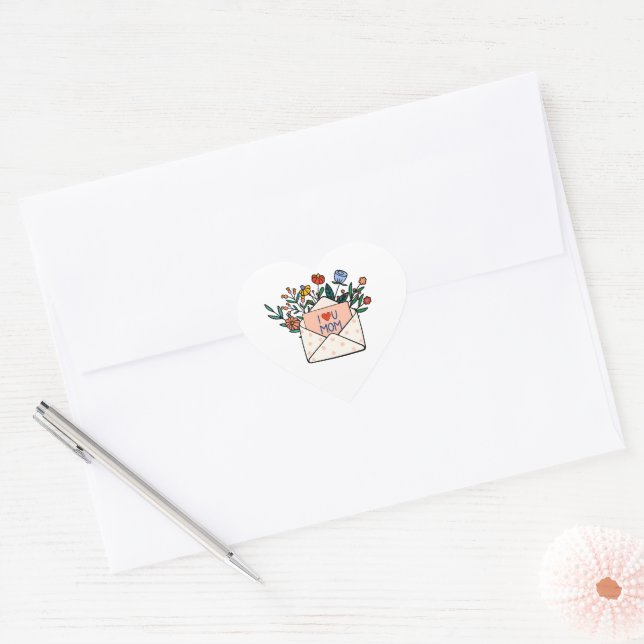 Adesivo Coração Eu te amo mãe (Envelope)