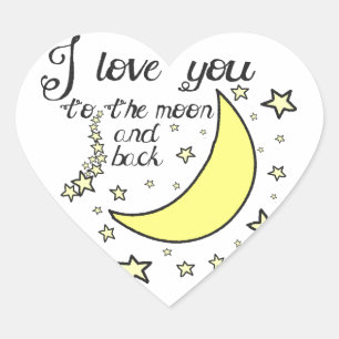 Adesivo Coração Eu te amo na lua e de volta