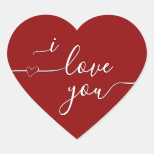 Adesivo Coração eu te amo rico cardíaco em vermelho clássico