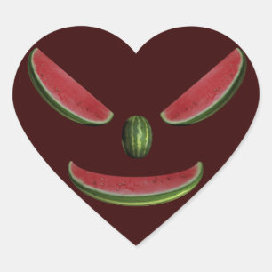 Adesivo Coração Face de Melancia Sorridente