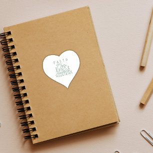 Adesivo Coração Faith Move Montanhas Bíblia Verse Christian