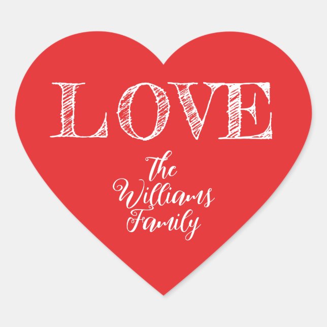 Adesivo Coração Família Amor Coração Vermelho (Frente)