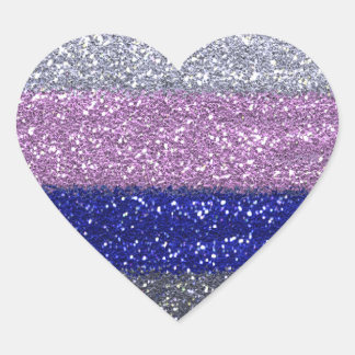 Adesivo Coração Faux Sparkly Silver Blue Heart AH2010