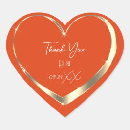 Adesivo Coração Favor de Agradecimento Coral Gold Heart Noiva Swee