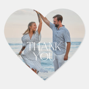 Adesivo Coração Favor de Agradecimento Simples de Foto de Casament