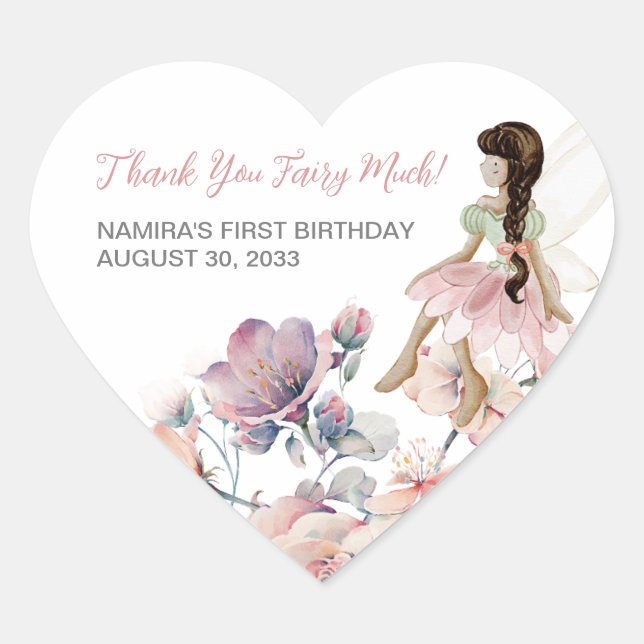 Adesivo Coração Favor de Aniversário do Jardim Encantado de Pequen (Frente)