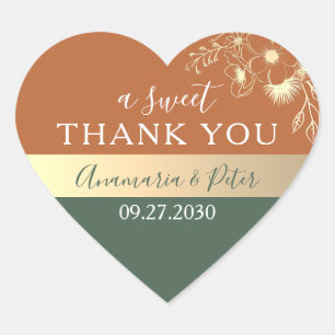 Adesivo Coração Favor de casamento Boho A Sweet Thank You