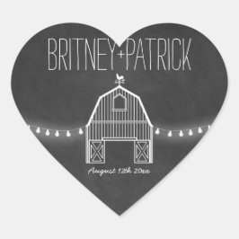 Adesivo Coração Favor do Casamento de Barn de Chalkboard Rustic Co