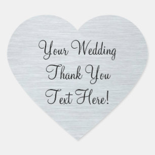 Adesivo Coração Favor do Casamento Prateado Obrigado Sticker