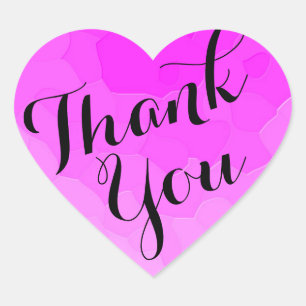 Adesivo Coração Favor do Partido Rosa Em Forma De Coração Obrigado