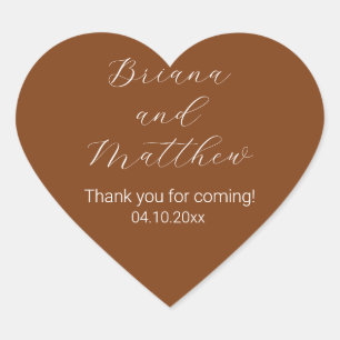 Adesivo Coração Favor do Terracotta de Caligrafia Minimalista