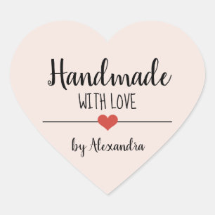 Adesivo Coração Feita à mão com um roteiro cor-de-rosa pincelado