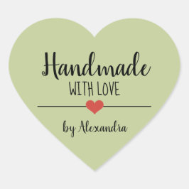 Adesivo Coração Feita à mão com um roteiro verde de amor