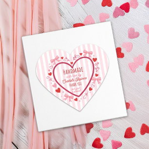 Adesivo Coração Feito à Mão Com Amor Coquette Coração Obrigada