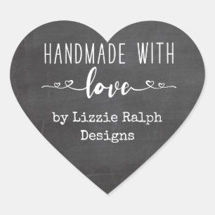 Adesivo Coração Feito à Mão com Amor por Custom Chalkboard