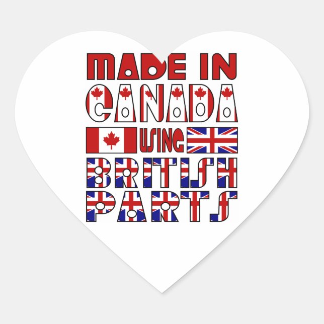 Adesivo Coração Feito no Canadá Peças Britânicas (Frente)