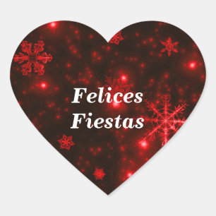 Adesivo Coração Felices Fiestas Snowflakes Snowflakes Autocolantes