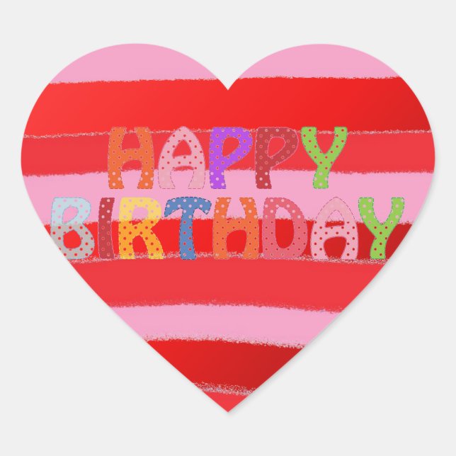 Adesivo Coração Feliz aniversário (Frente)