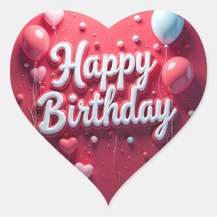 Adesivo Coração Feliz aniversário