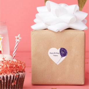 Adesivo Coração Feliz Aniversário de Feliz Balão Violeta Brincadei