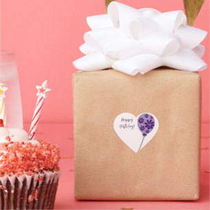 Adesivo Coração Feliz Aniversário do Elegante Script! Balão da Flo