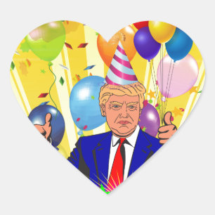 Adesivo Coração feliz aniversário donald trump