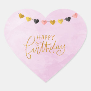 Adesivo Coração Feliz Aniversário por Sua Corda de Corações
