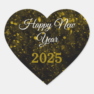 Adesivo Coração feliz ano novo 2025! Partido Glitter Sparkle