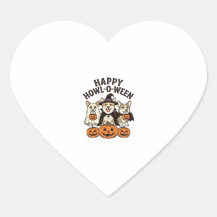 Adesivo Coração Feliz Como-O-Queremos Corgi Dia das Bruxas Cachorr