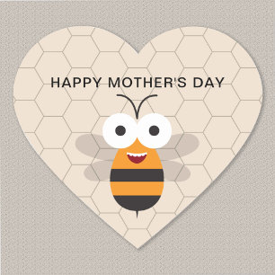 Adesivo Coração Feliz Dia das Mães Abelha Mel Cute Divertida Melho