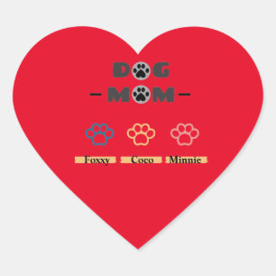 Adesivo Coração Feliz dia de as mães Cachorro Mãe de Três