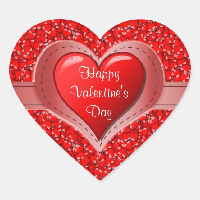 Adesivo Coração Feliz dia de os namorados Holiday Red Hearts (Frente)