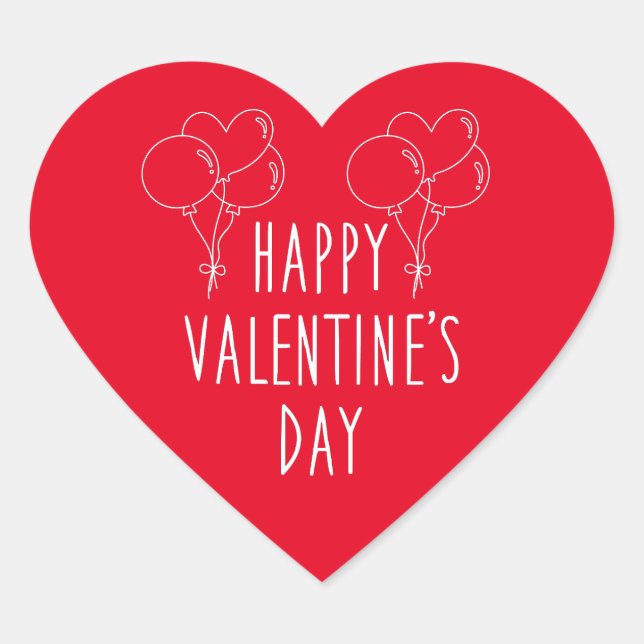 Adesivo Coração Feliz dia de os namorados Red Heart Sticker (Frente)