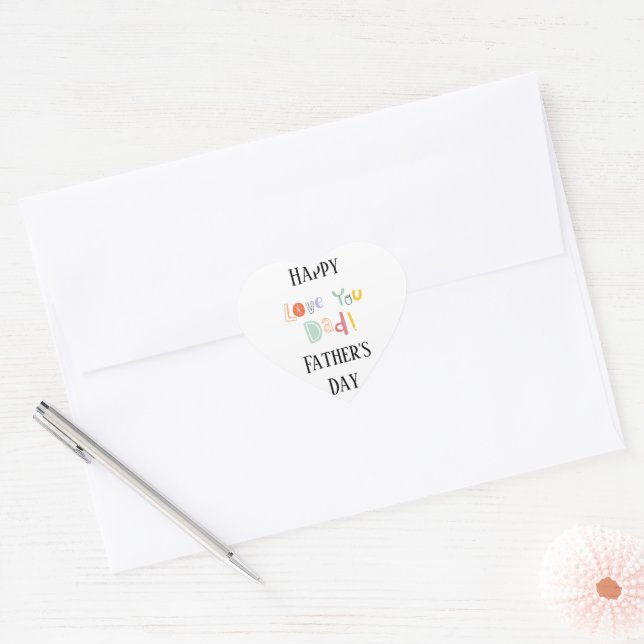 Adesivo Coração Feliz Dia de os pais, amo seu pai (Envelope)