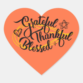 Adesivo Coração Feliz Grateful Abençoe presentes de Ação de Graças