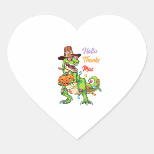 Adesivo Coração Feliz Hallothanksmas T Rex Halloween Ação de Graça