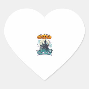 Adesivo Coração Feliz Halloween Castelo Assombrado Abóboras Fantas