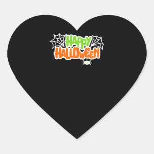 Adesivo Coração Feliz Halloween Colorida Aranha Cótea
