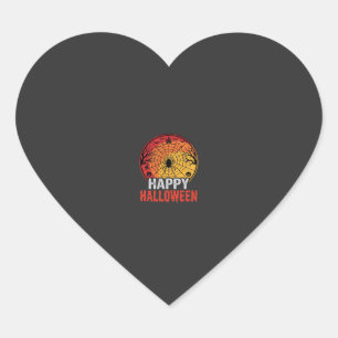 Adesivo Coração Feliz Halloween Teia de Aranha Design Vetorial