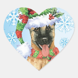 Adesivo Coração Feliz Howlidays em Malinois Belga