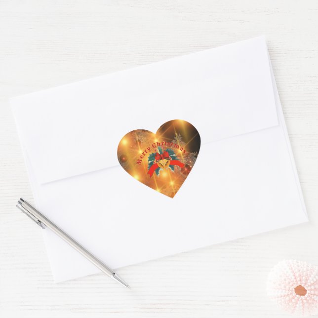 Adesivo Coração Feliz Natal, (Envelope)